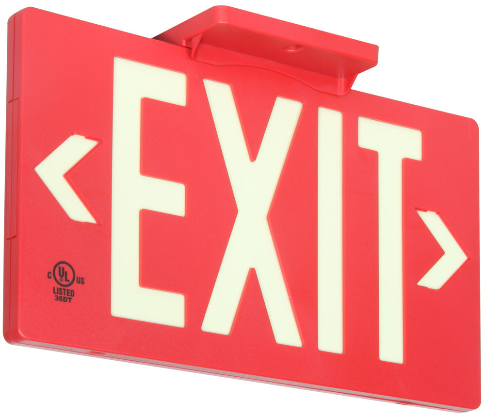 7050 Photoluminescent Exit Sign PF100 8.75in x 15.5in Red