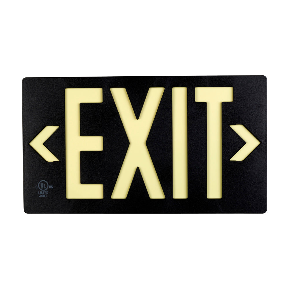 7060 Photoluminescent Exit Sign PF50 8.75in x 15.5in Black Single Sided