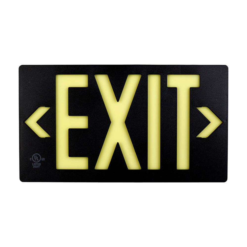 7062 Photoluminescent Exit Sign PF50 8.75in x 15.5in Black Double Sided