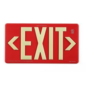 7070 Photoluminescent Exit Sign PM100 8.63in x 16in Red Single Sided
