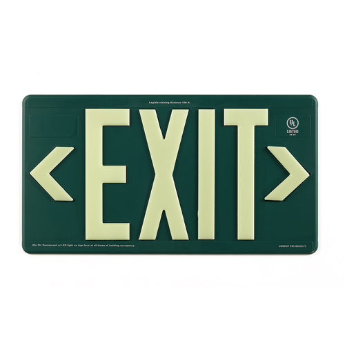 7082 Photoluminescent Exit Sign PM100 8.63in x 16in Green Double Sided