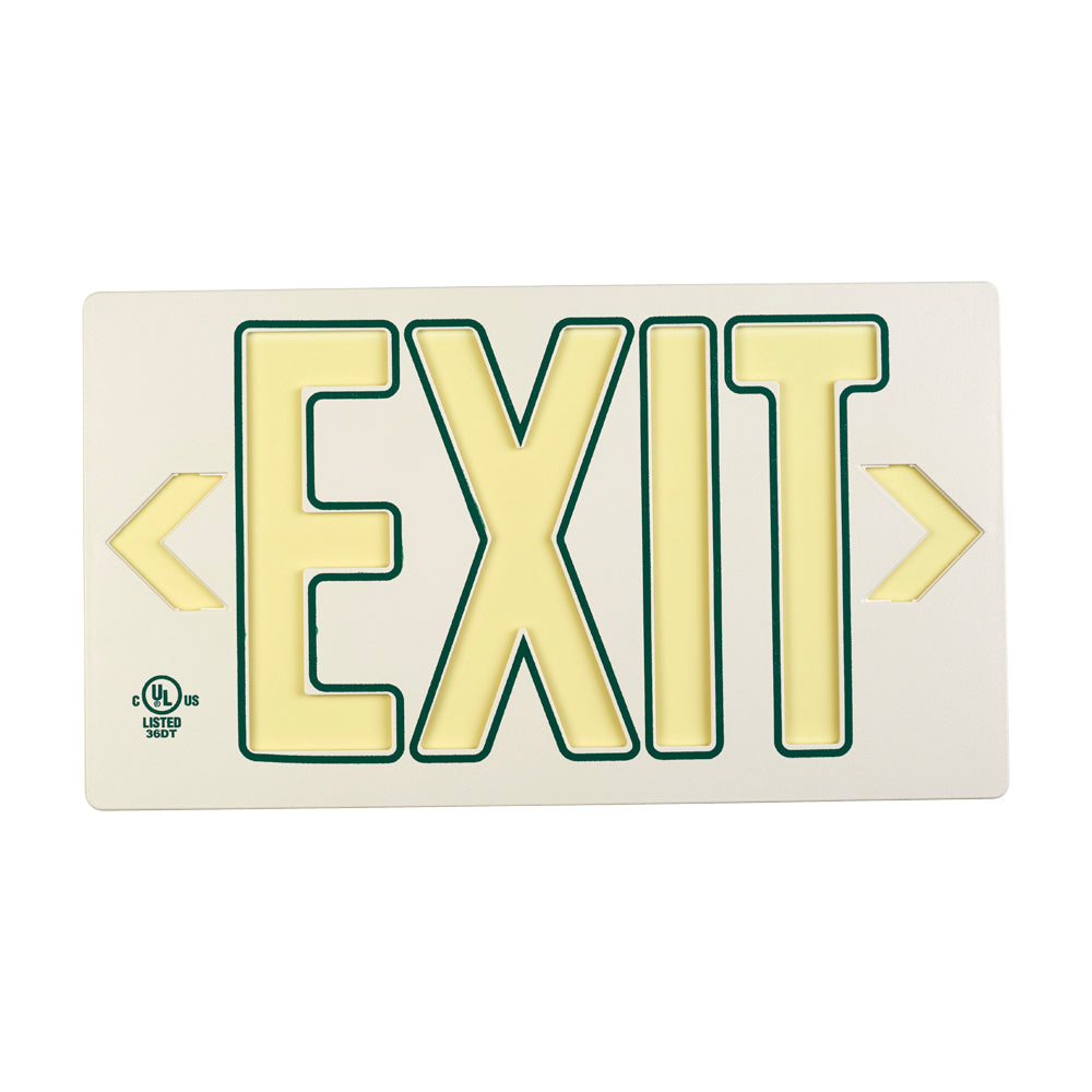 7122 Photoluminescent Exit Sign PF50 8.75in x 15.5in White/Green Double Sided