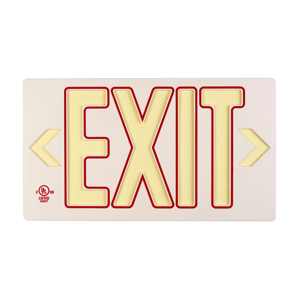 7130 Photoluminescent Exit Sign PF50 8.75in x 15.5in White/Red Single Sided