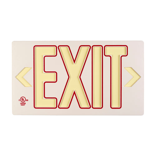 7130 Photoluminescent Exit Sign PF50 8.75in x 15.5in White/Red Single Sided