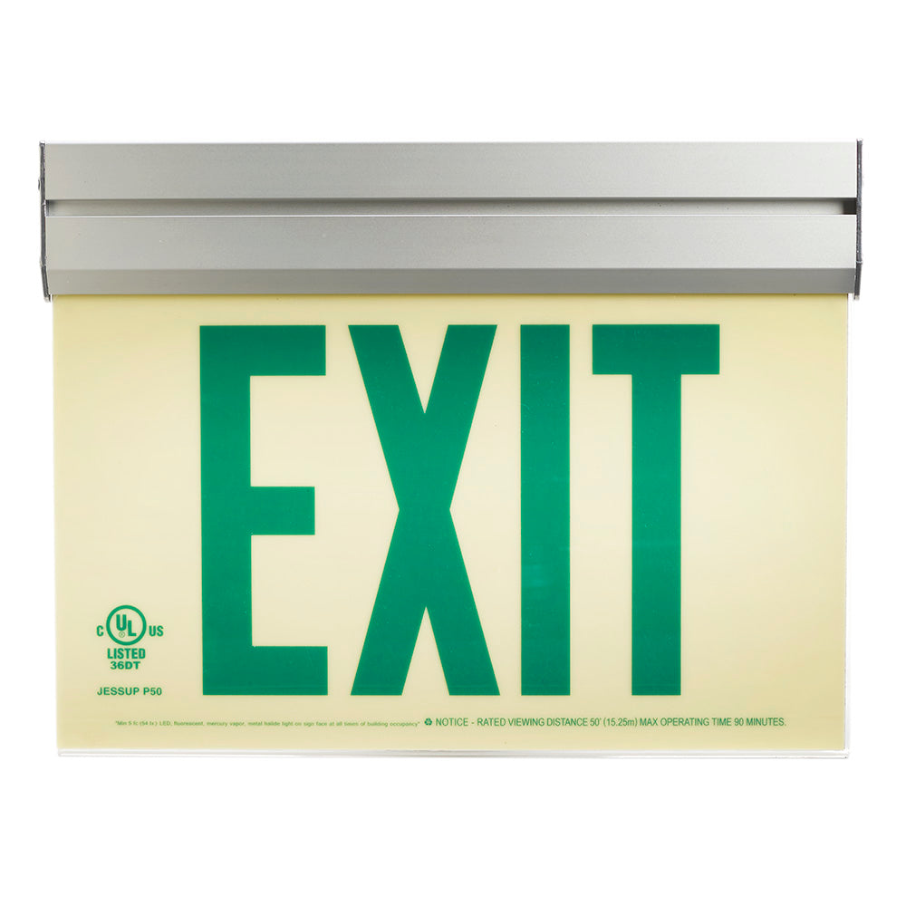 7220 Exit Sign P50 7.5in x 13in Green-Aluminum Frame w/Bracket