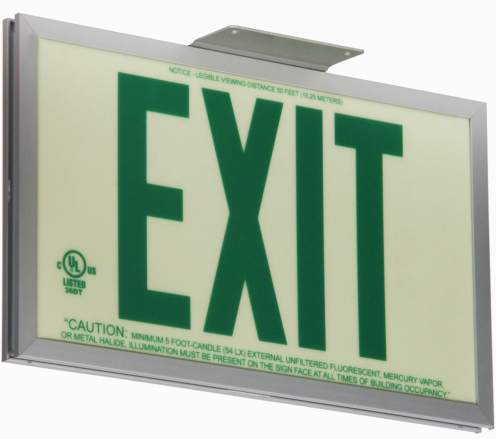 7220 Exit Sign P50 7.5in x 13in Green-Aluminum Frame w/Bracket