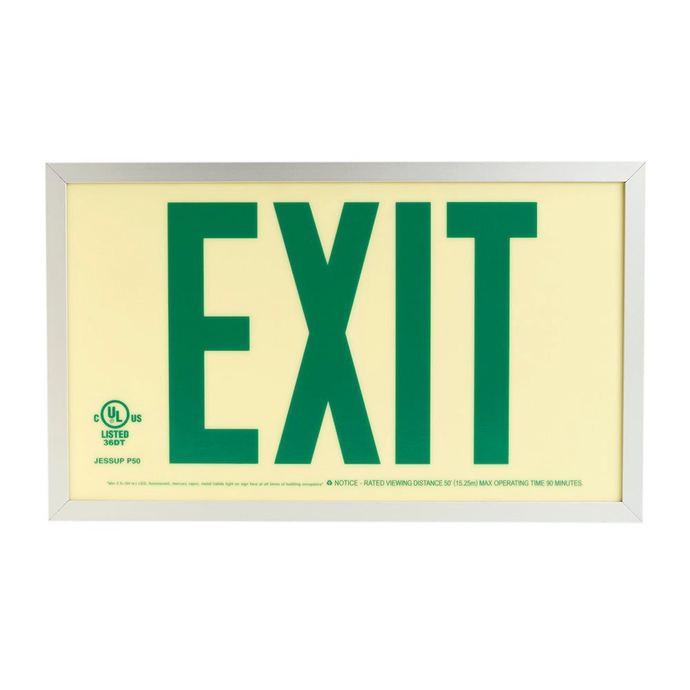 7220 Photoluminescent Exit Sign P50 7.5in x 13in Glow w/Green