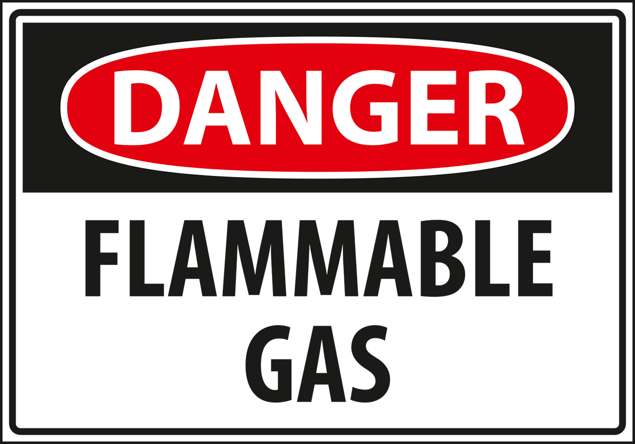 Warning - Caution danger flammable gas