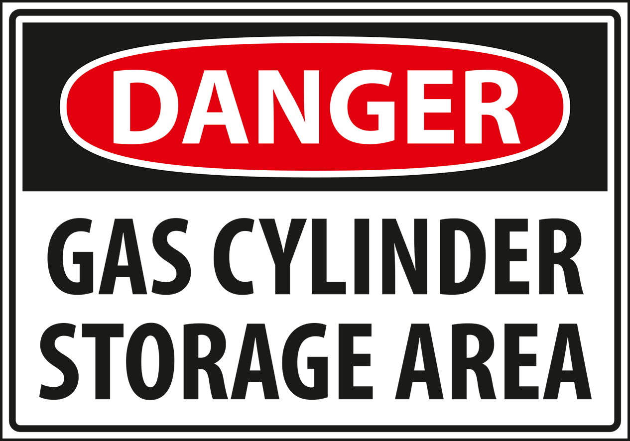 Warning - Caution gas cylinder storage area