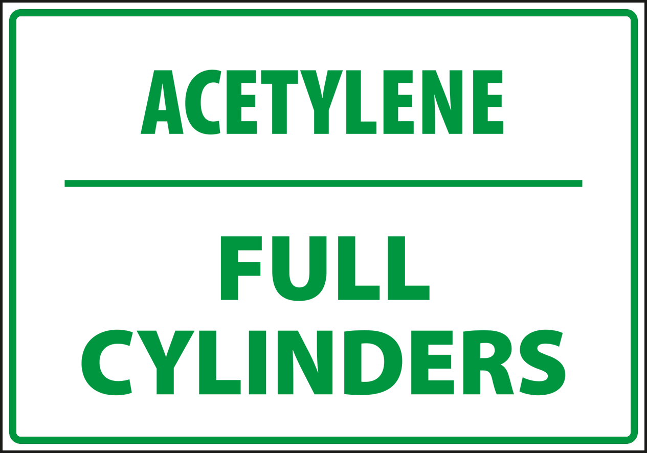 Warning - Caution acetitylene full cylinders