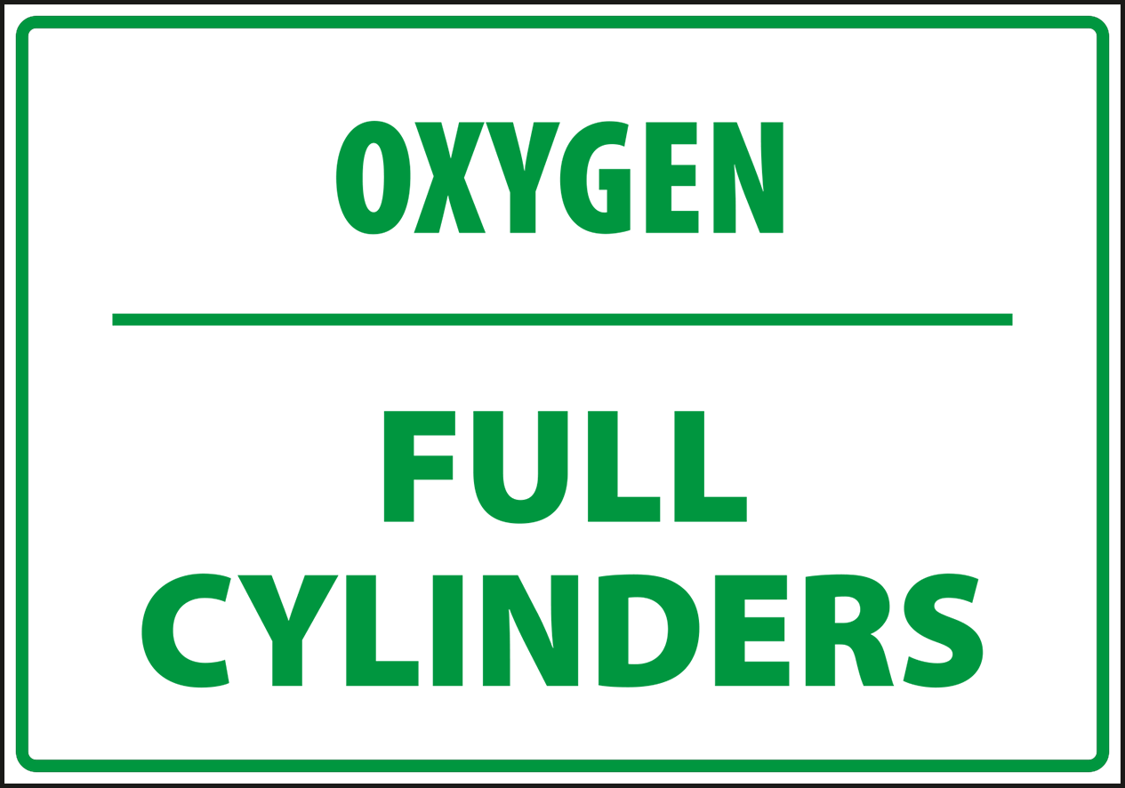 Warning - Caution oxigen full cylinders