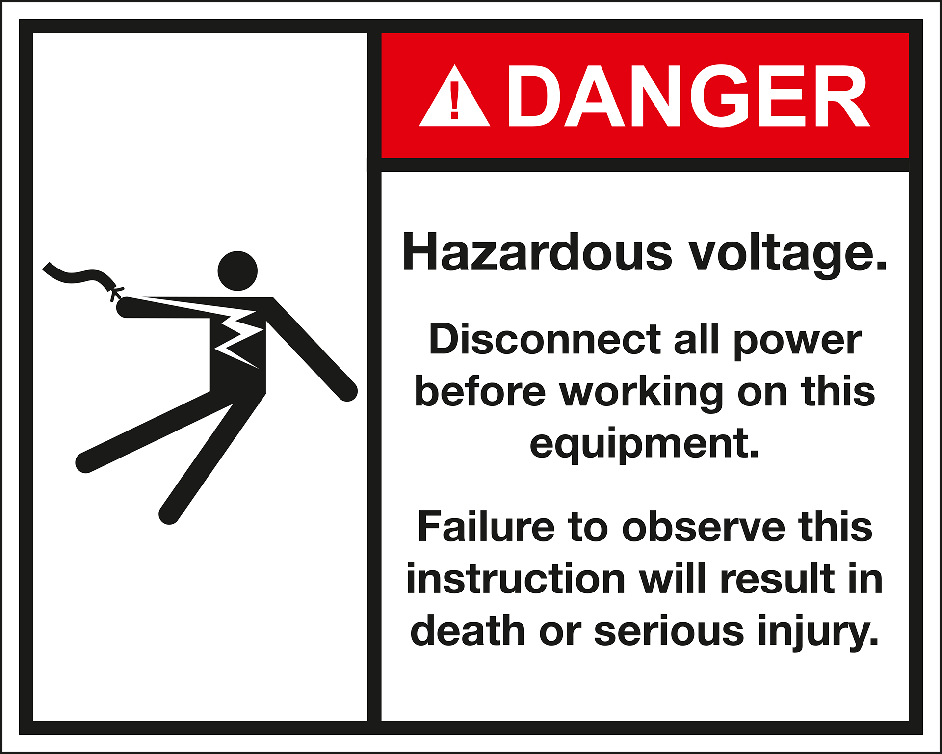 DANGER Hazardous voltage. ANSI Z535