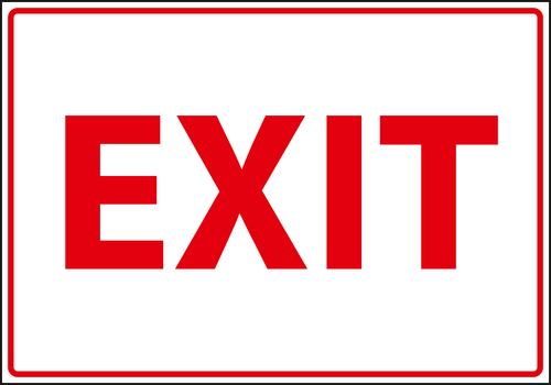 Exit, white with red print.