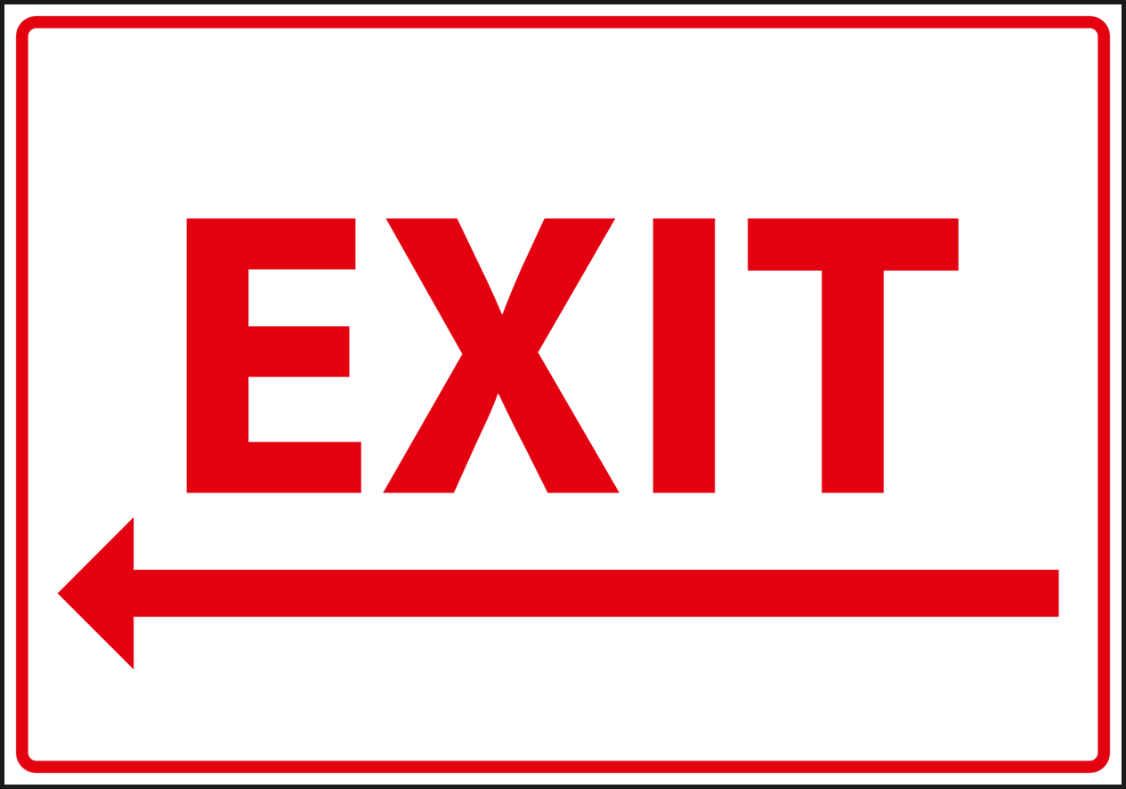 Warning - Caution exit to the left