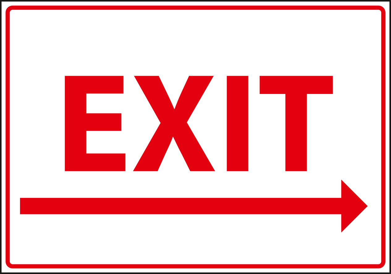 Warning - Caution exit to the right