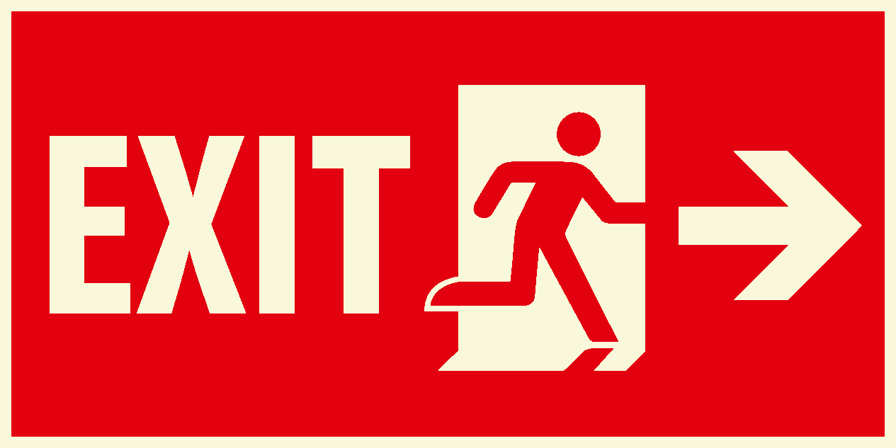 EX0050 - Exit, running man symbol and arrow right, red
