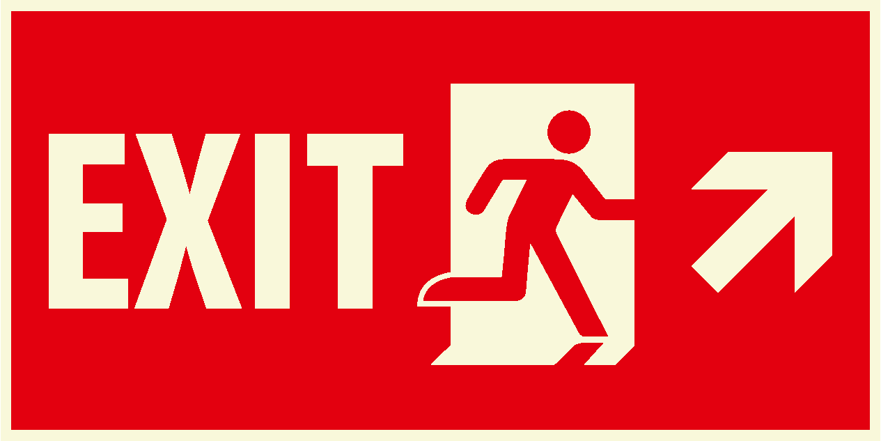 EX0052 - Exit, running man symbol and arrow right up, red