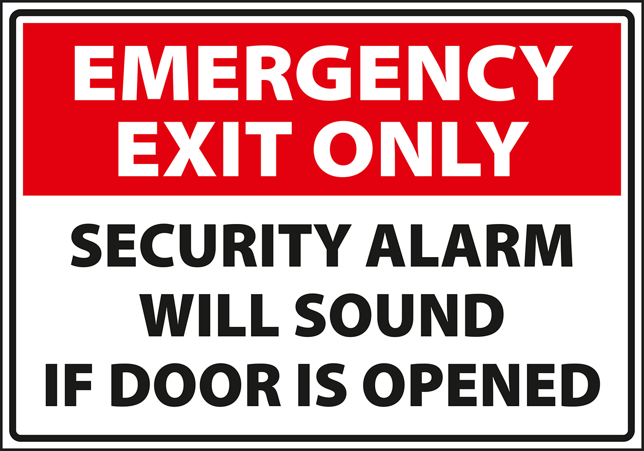EX0075 - Emergency exit only - security alarm will sound if this door is open