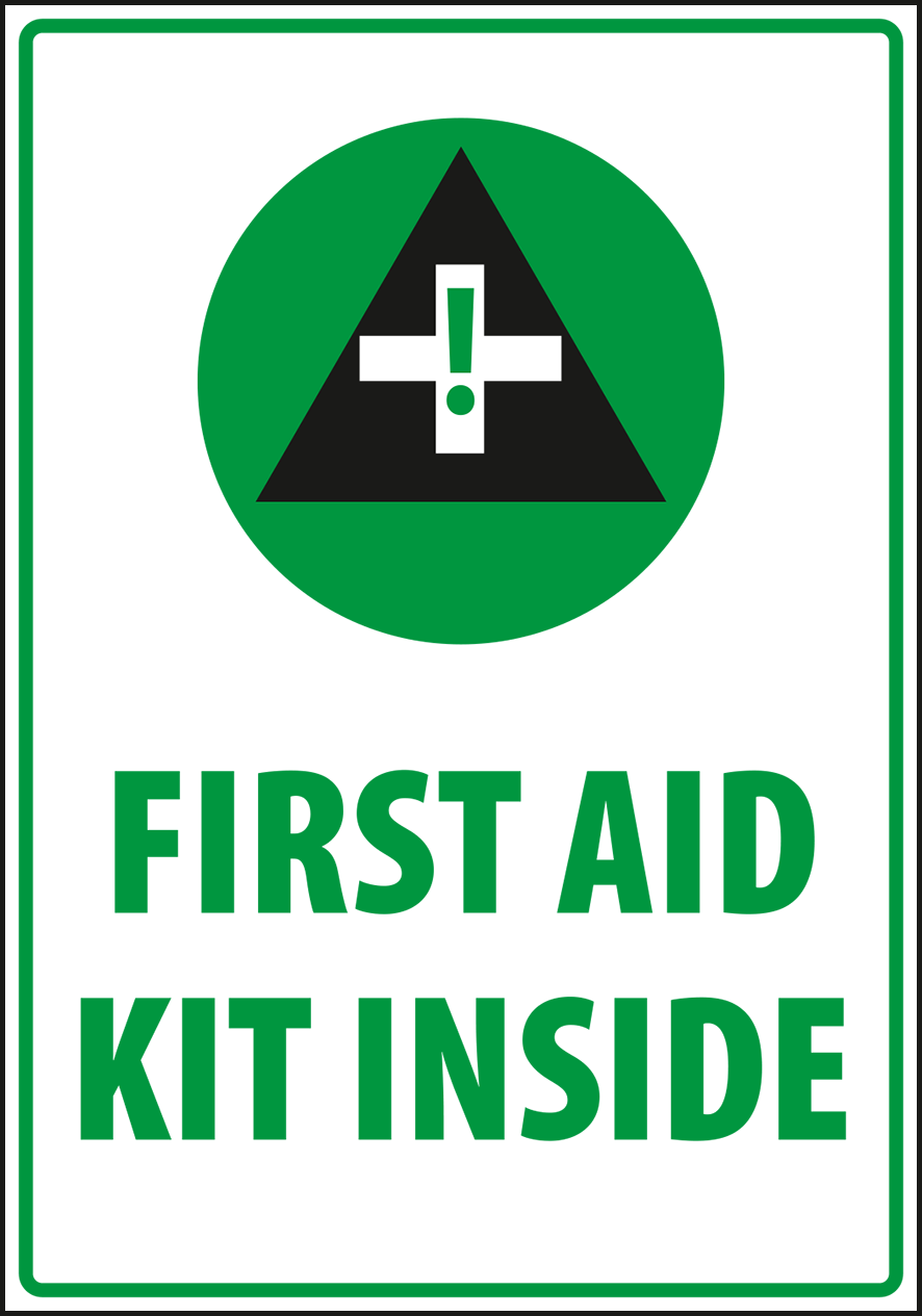 Warning - Caution first aid kit inside