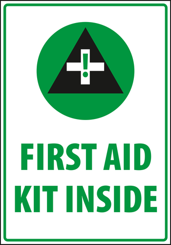 Warning - Caution first aid kit inside