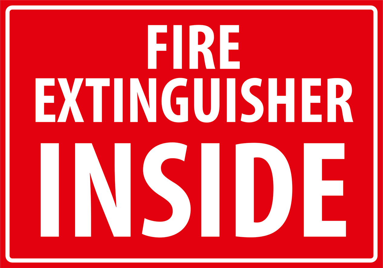 Warning - Caution fire extinguisher inside