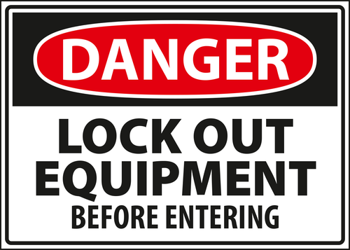 Danger - lock out equipment before entering.