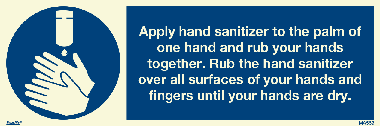 Instructions hand desinfection.