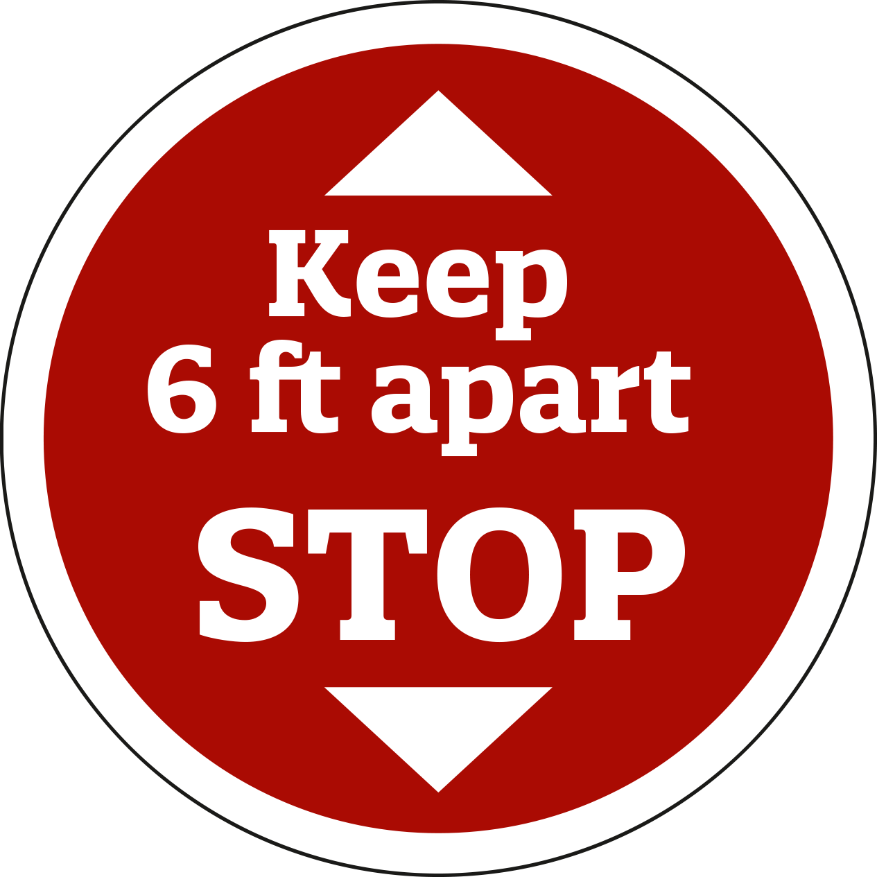 Keep distance. floor laminate. red.