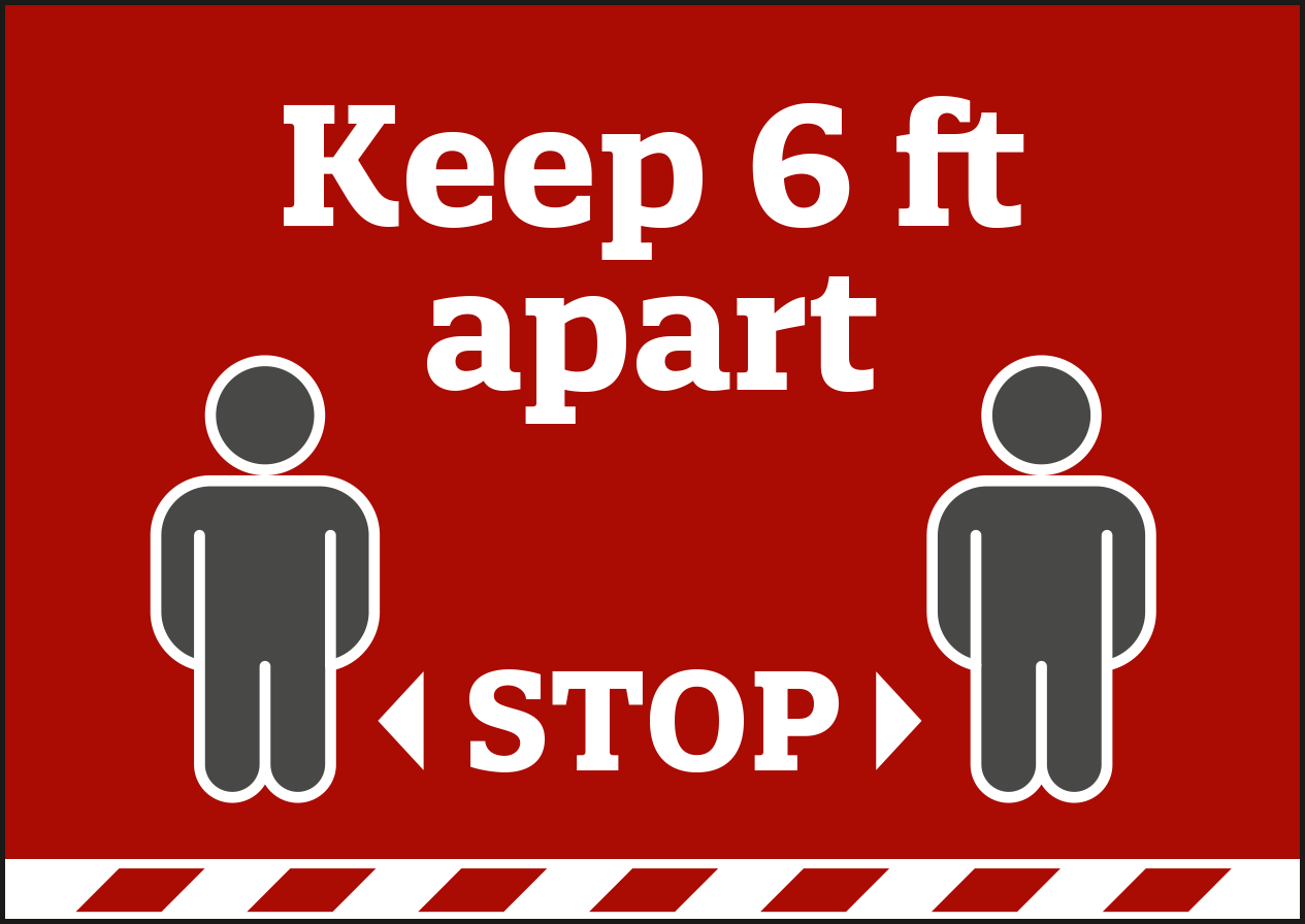 Keep distance. information sign. red.