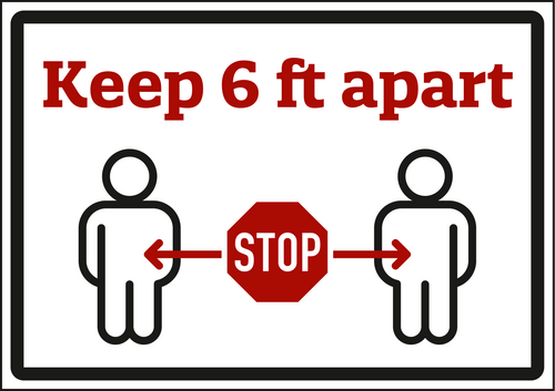 Keep distance. information sign. white.