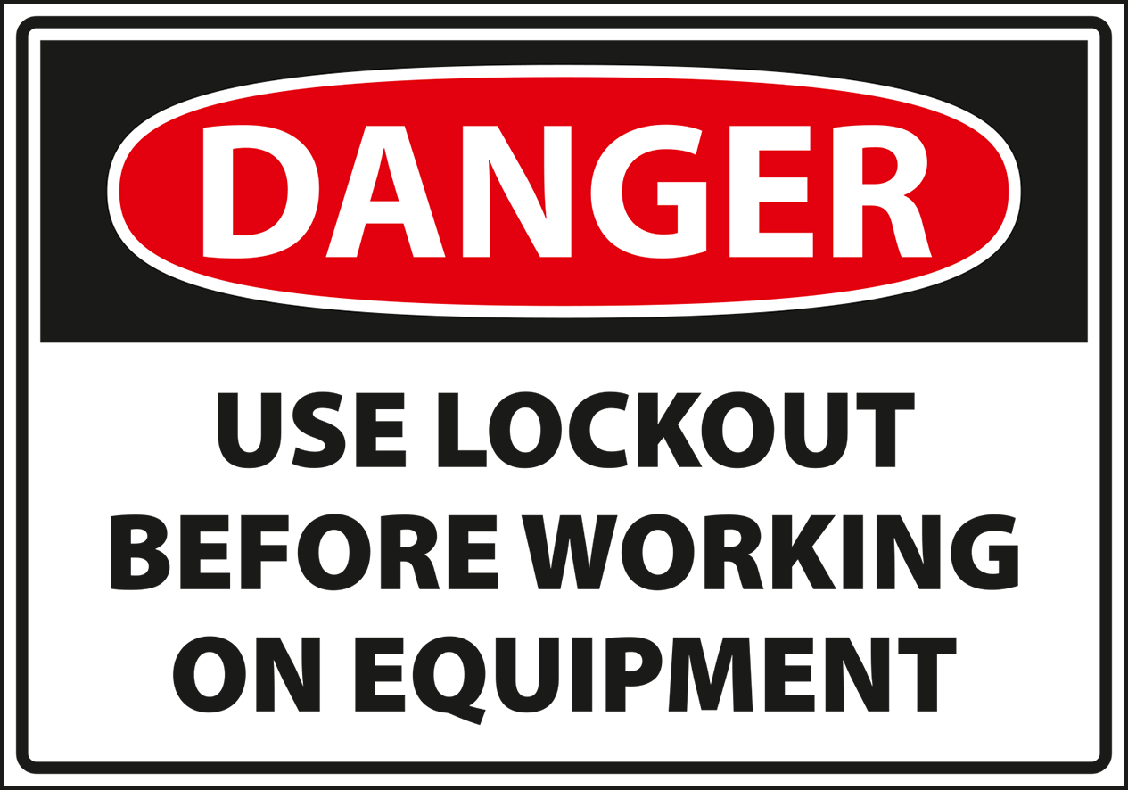 Warning - Caution danger use lockout before working on equipment