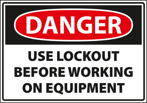 Warning - Caution danger use lockout before working on equipment
