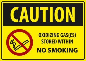 Caution - oxidizing gas(es) store within no smoking.
