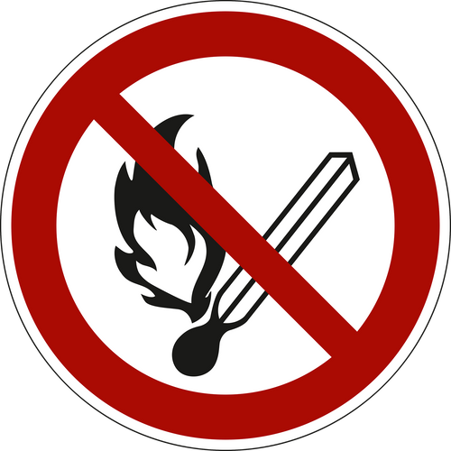 No open flame. fire. open ignition source and smoking prohibited. ISO 7010 [P003]