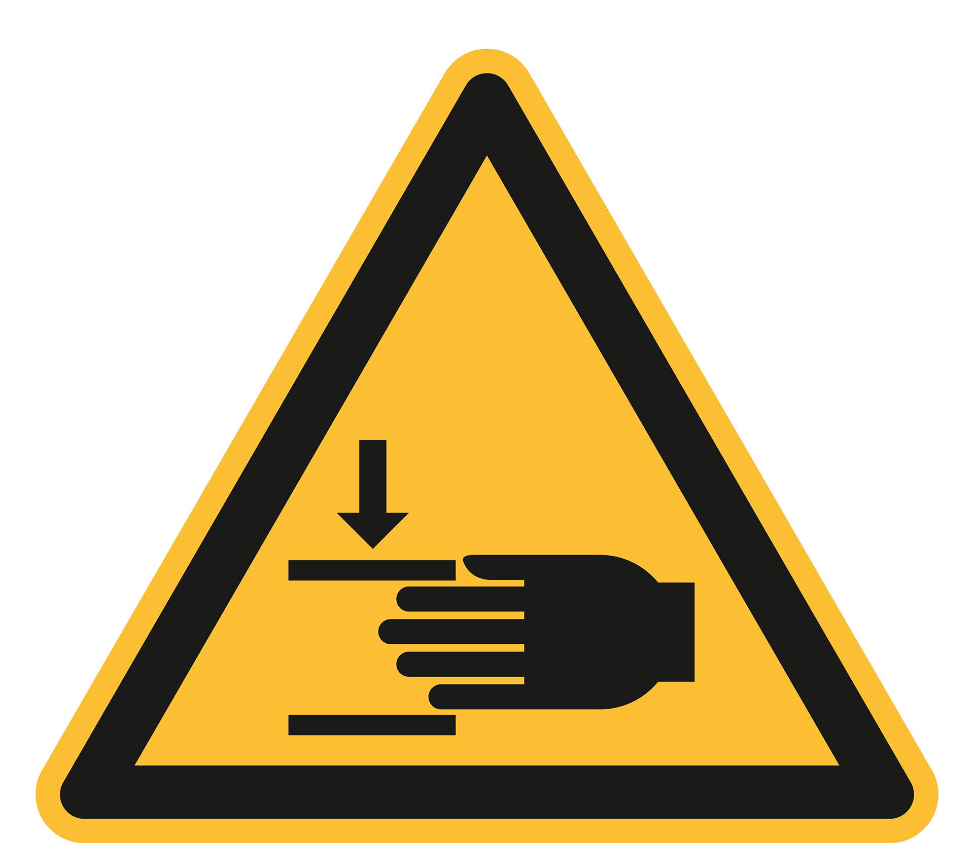 Warning: Crushing of hands. ISO 7010 [W024]