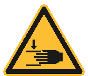 Warning: Crushing of hands. ISO 7010 [W024]