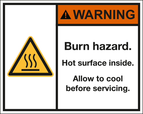 WARNING Burn hazard. ANSI Z535