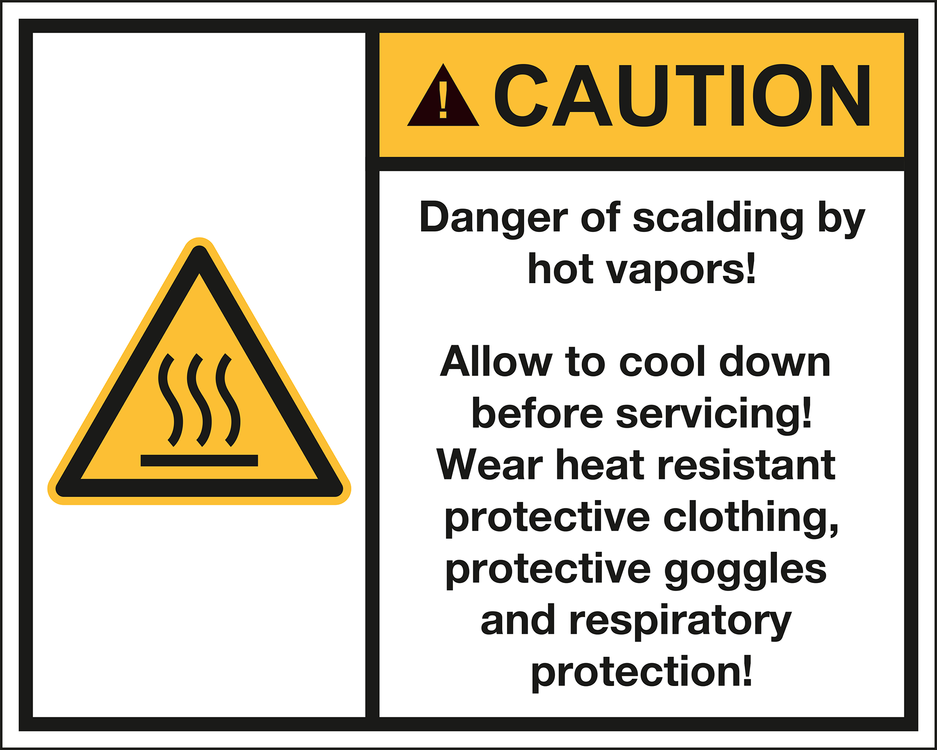 CAUTION Danger of scalding by hot vapors. ANSI Z535